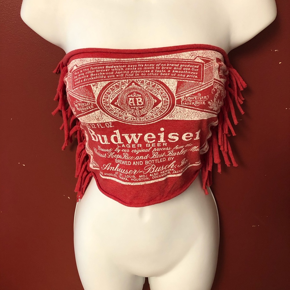 Budweiser Red Graphic Fringe Bandana Tube Top